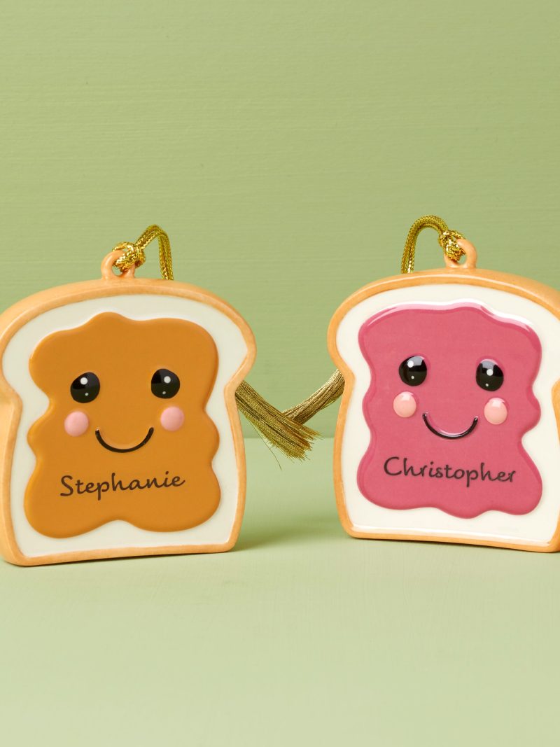 Personalized  2-Piece Peanut Butter & Jam Ornament Set